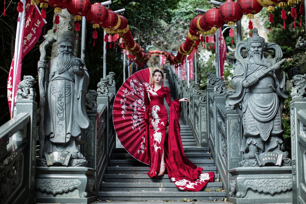 旗袍婚紗,中式婚紗照,台北婚紗景點,台北拍婚紗景點,芝山岩
