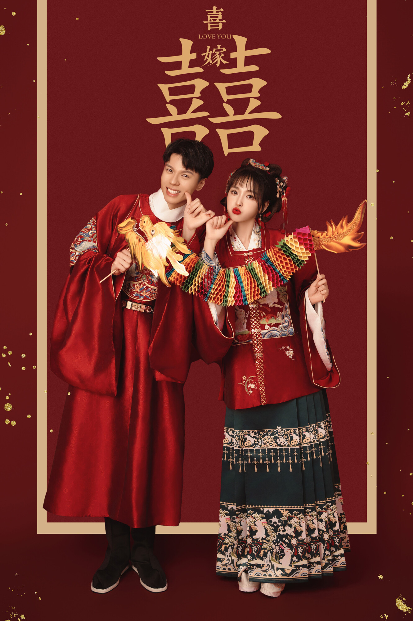 中式婚紗照,桃園婚紗推薦,執子花攝影棚