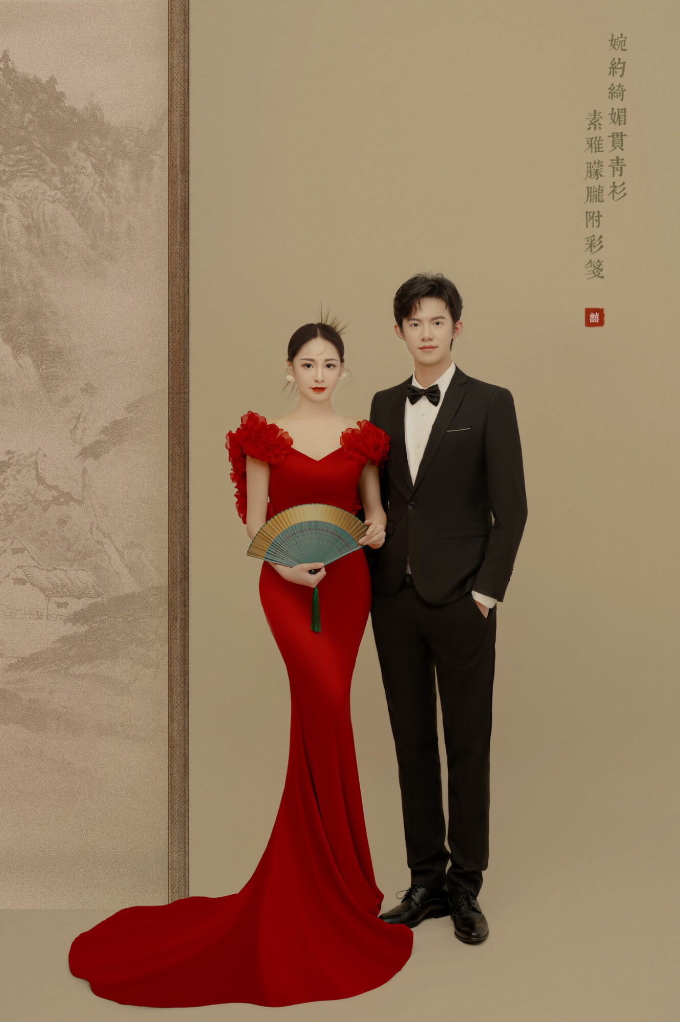 中式婚紗照,桃園婚紗推薦,執子花攝影棚